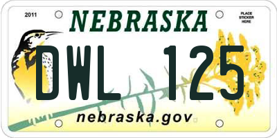 NE license plate DWL125