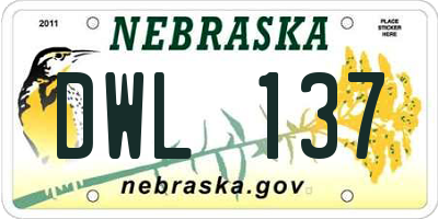 NE license plate DWL137