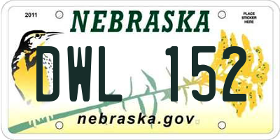 NE license plate DWL152