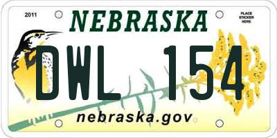 NE license plate DWL154
