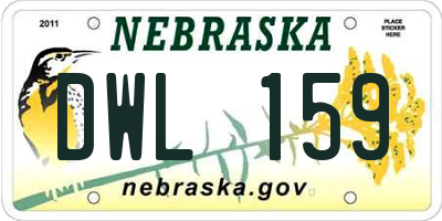 NE license plate DWL159