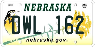 NE license plate DWL162