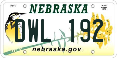 NE license plate DWL192