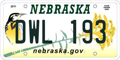 NE license plate DWL193