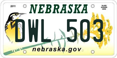NE license plate DWL503