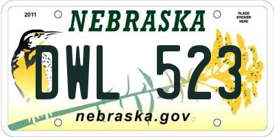 NE license plate DWL523
