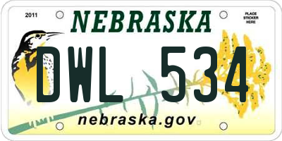 NE license plate DWL534