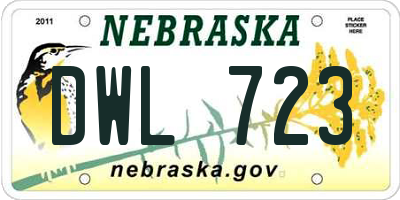 NE license plate DWL723