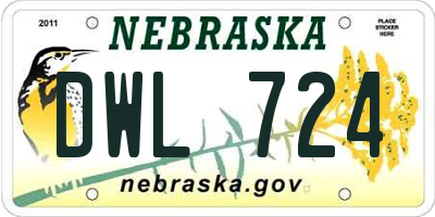NE license plate DWL724