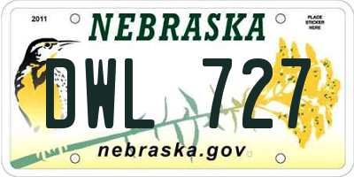 NE license plate DWL727