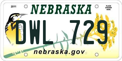 NE license plate DWL729