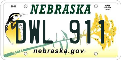 NE license plate DWL911