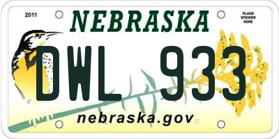 NE license plate DWL933