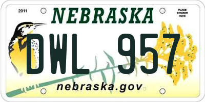 NE license plate DWL957
