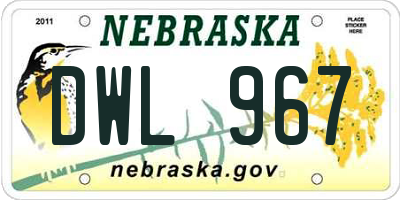 NE license plate DWL967