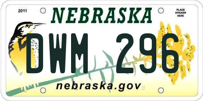 NE license plate DWM296