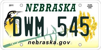 NE license plate DWM545