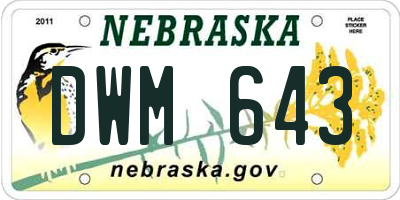 NE license plate DWM643