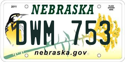 NE license plate DWM753