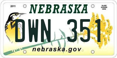 NE license plate DWN351