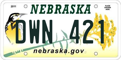 NE license plate DWN421