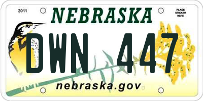 NE license plate DWN447