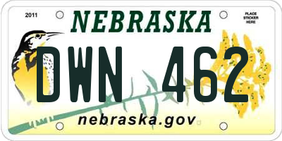 NE license plate DWN462