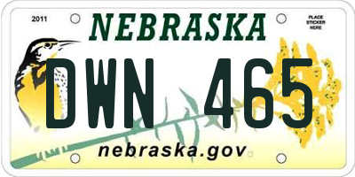 NE license plate DWN465