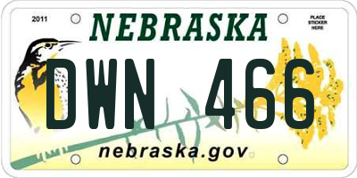 NE license plate DWN466