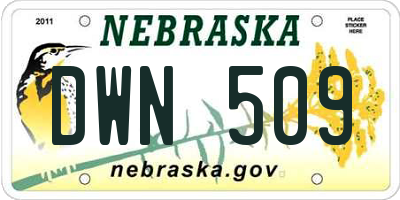 NE license plate DWN509