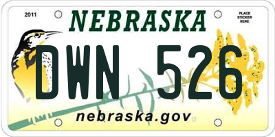 NE license plate DWN526