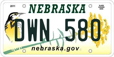 NE license plate DWN580