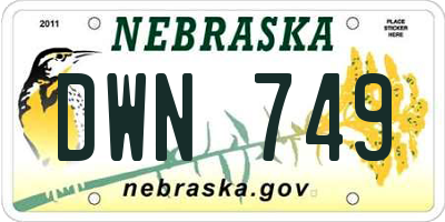 NE license plate DWN749