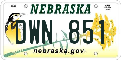 NE license plate DWN851