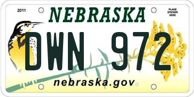 NE license plate DWN972