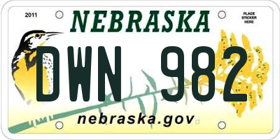 NE license plate DWN982