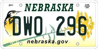 NE license plate DWO296