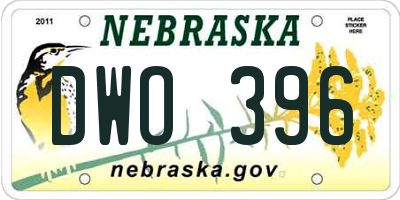 NE license plate DWO396