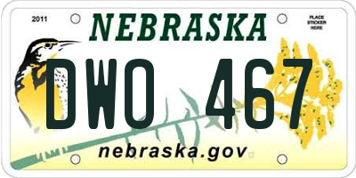 NE license plate DWO467