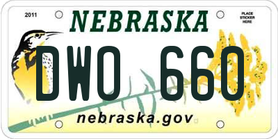 NE license plate DWO660