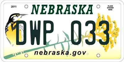 NE license plate DWP033
