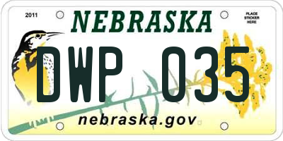 NE license plate DWP035