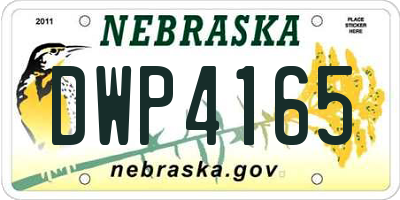 NE license plate DWP4165