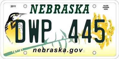 NE license plate DWP445