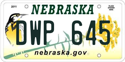 NE license plate DWP645
