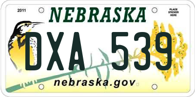 NE license plate DXA539