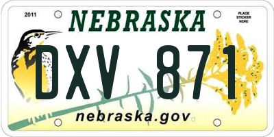 NE license plate DXV871