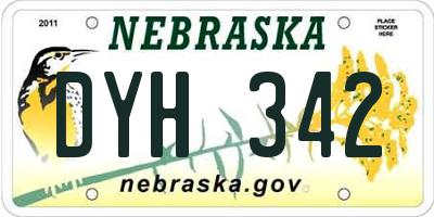 NE license plate DYH342