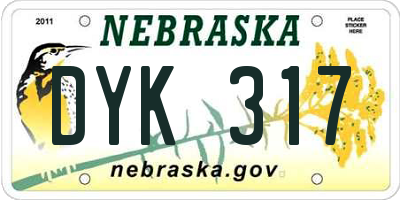 NE license plate DYK317
