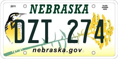 NE license plate DZT274